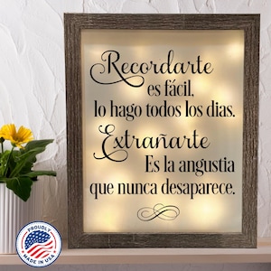 Recordándote Memorial, Remembering You Spanish, Spanish Sympathy, Memorial Shadowbox, Paquete De Regalos De Condolencia, En Memoria De