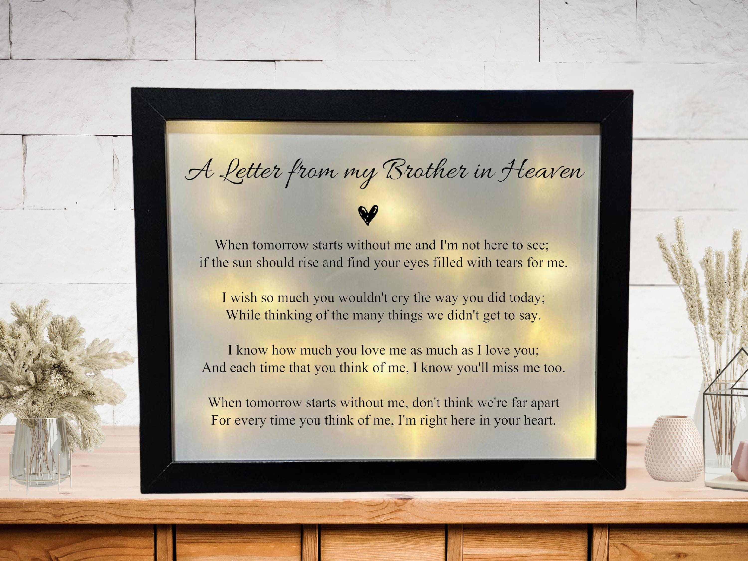 A Letter From My Brother in Heaven Memorial Frame, Loss of