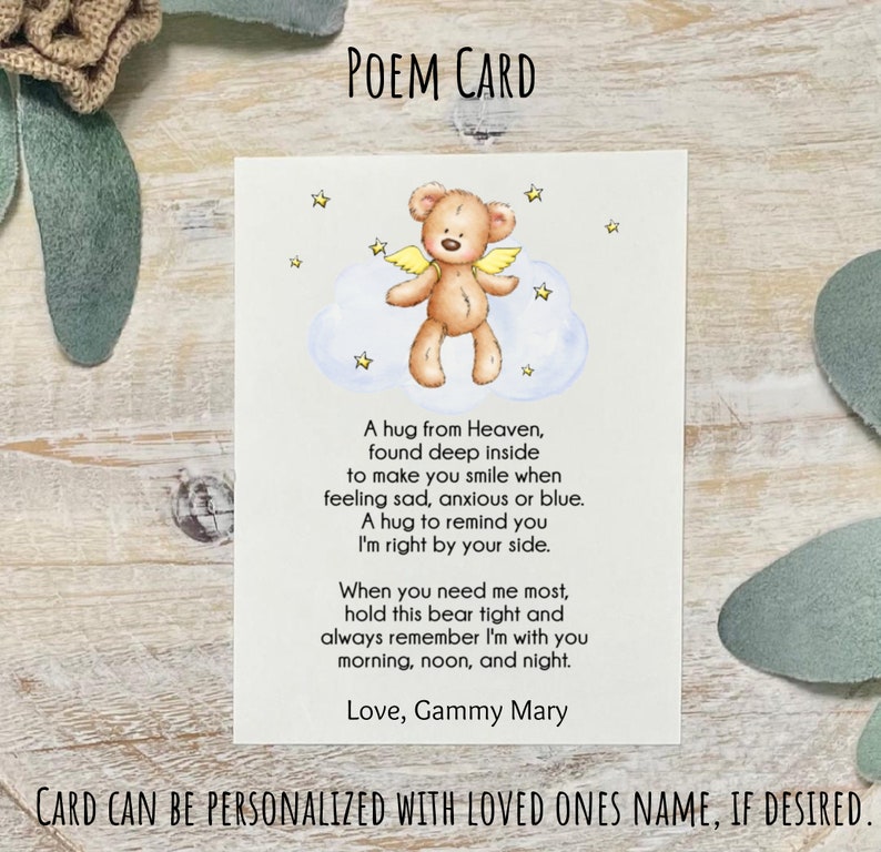 Memorial Bear for Loss of Brother, Pocket Hug, Loss of Sibling, Memory Bear, Kids Sympathy Gift, Bereavement Gift for Child image 4