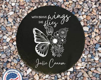 Personalized Memorial Slate Stone, Butterfly Garden Memorial, Sympathy Gift