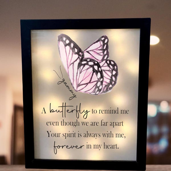 Caja de sombras con forma de mariposa, regalo de condolencias por la pérdida de un ser querido