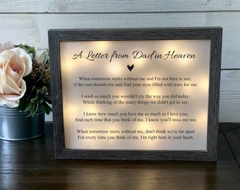 A Letter From My Dad In Heaven, Loss Of Parent, Loss Of Father, Sympathy Gift, Memorial Frame, Bereavement Gift, Sympathy Loss Of Father