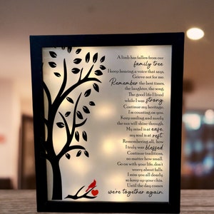 A Limb Has Fallen Memorial Shadow Box, Cardinal Sympathy Gift, Shadowbox, Memorial Frame, , Bereavement Gift, Memorial Shadowbox