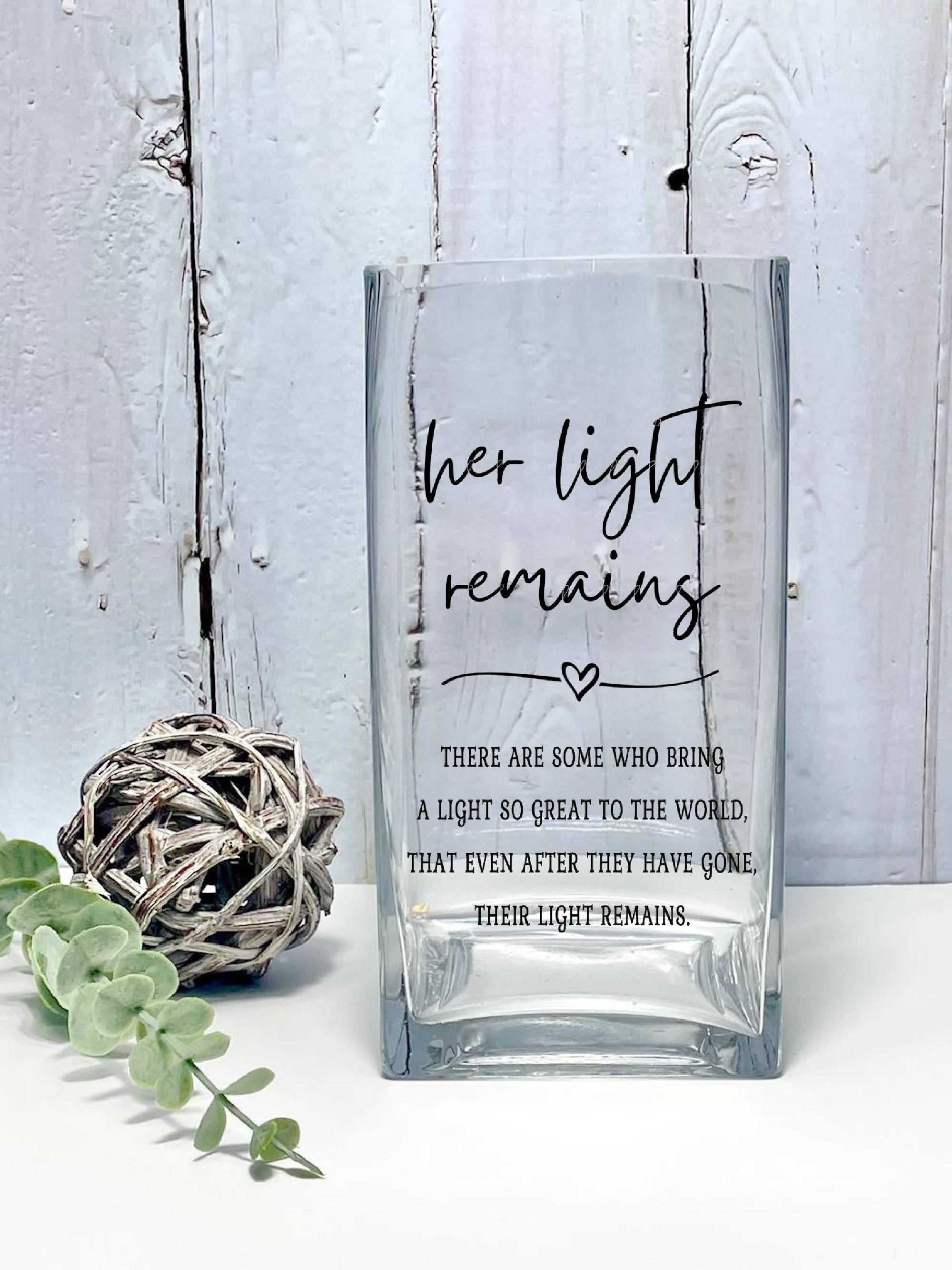 Memorial Candle Vase: Personalized Remembrance Gift, Her Light