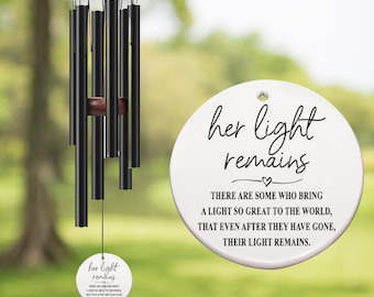 Memorial Wind Chime: "Her Light Remains" Sympathy Gift