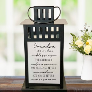 Grandpa Your Life Was A Blessing, Loss of Grandfather, Grandparent Memorial Lantern, Loss Of Pop Pop, Memorial Lantern, Celebration Of Life
