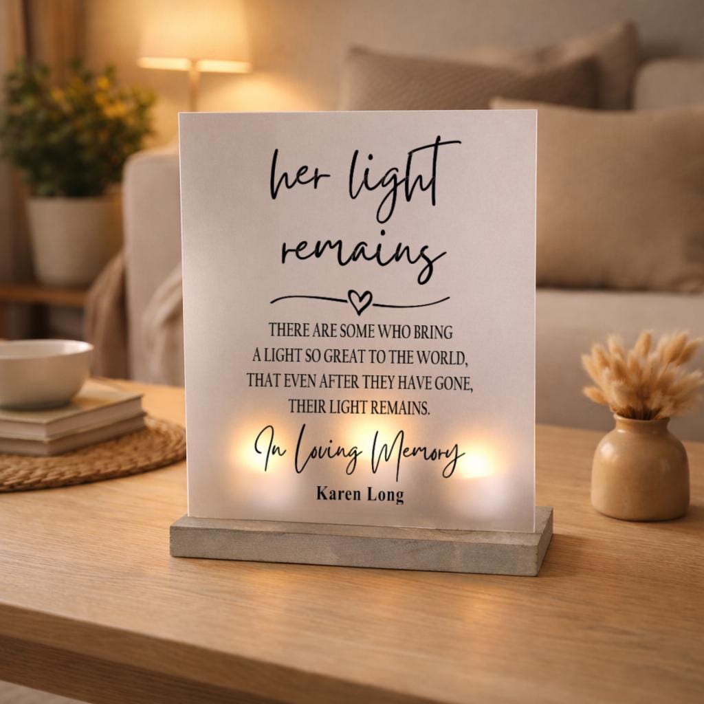 Memorial Sign, Her Light Remains, Remembrance Candle, Sympathy