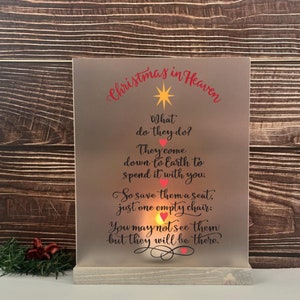 Christmas In Heaven, Memorial Sign, Christmas Sympathy Gift, Loss of Loved One, Lighted Memorial Sign, Funeral Sign, Remembrance Candle