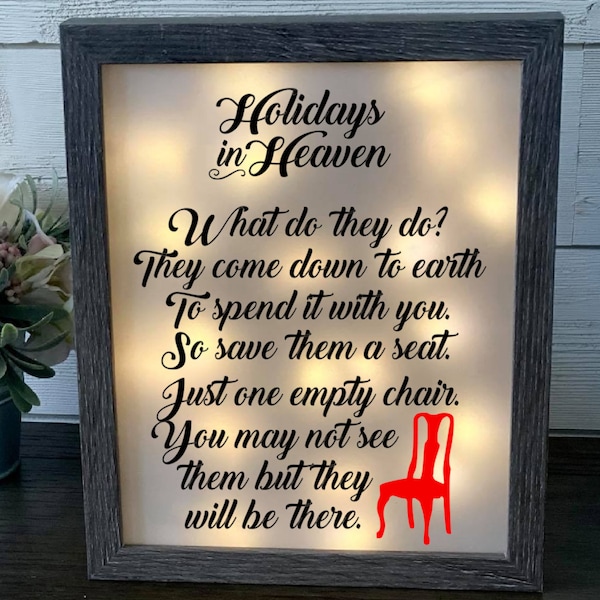Holidays In Heaven, Sympathy Gift, Shadowbox, Memorial Frame, Loss of loved one, Bereavement Gift, Memorial Gift, Memorial Shadowbox