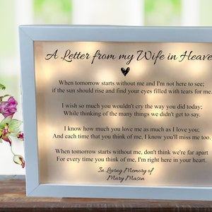 Loss of Wife, Loss of Spouse, Sympathy Wife, Sympathy Gift, Memorial Frame, Loss of loved one, Bereavement Gift, Memorial Gift