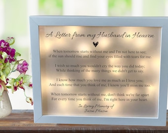 Loss Of Husband, Loss Of Spouse, Sympathy Husband, Sympathy Gift, Memorial Frame, Letters From Heaven, Bereavement Gift, Memorial Gift
