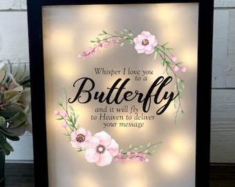 Whisper I Love You To A Butterfly, Sympathy Gift, Shadowbox, Memorial Frame,Loss Of Loved One,Bereavement, Memorial Gift, Memorial Shadowbox