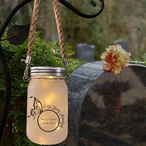 Grave Decoration, In Loving Memory, Sympathy Gift, Solar Light, Grave Lantern, Cemetery Decoration, Grave Marker, Memorial
