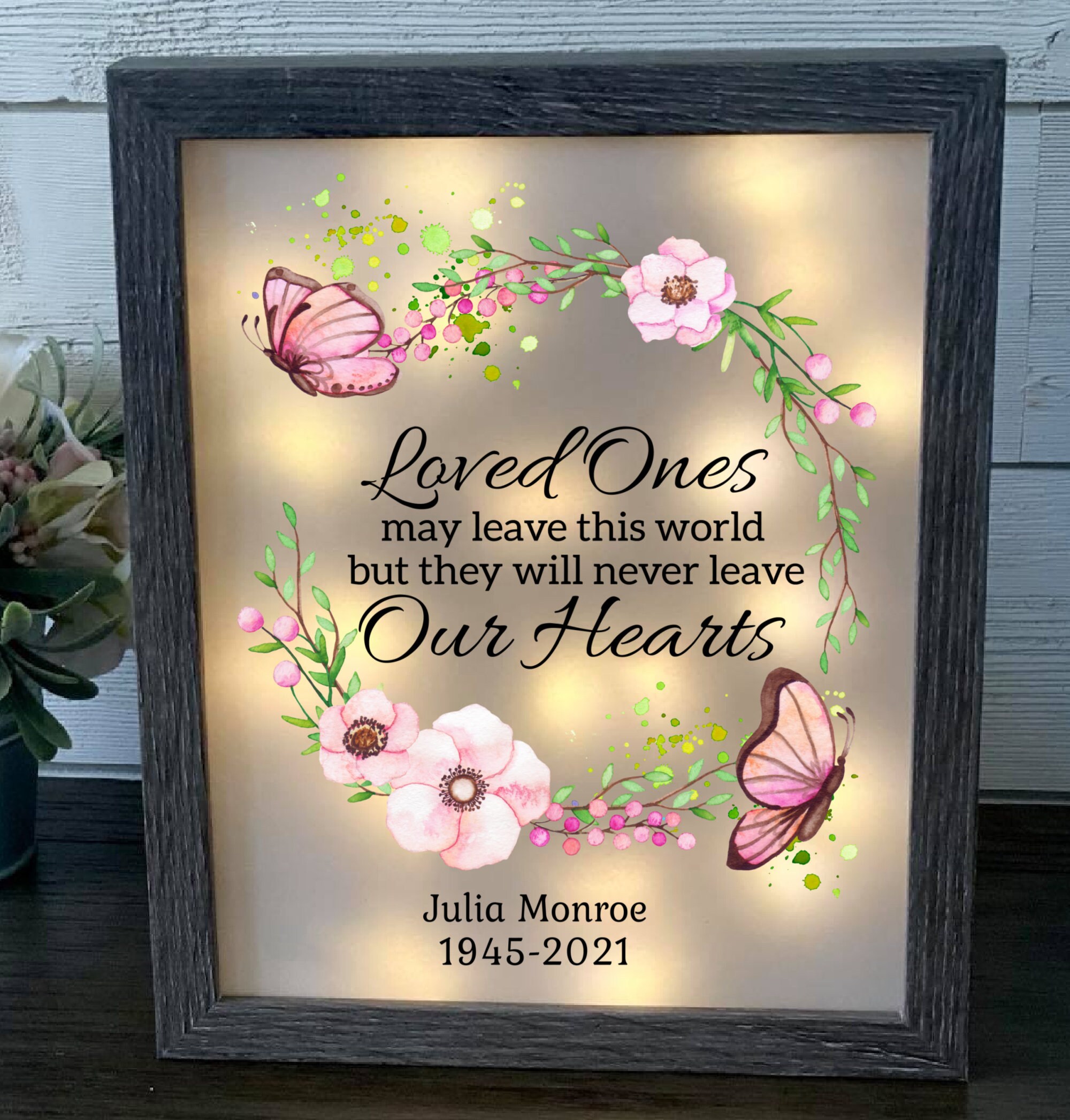 Shadow Box Grief Personalized Memorial Shadow Box, Bereavement Gift, LED Remembrance ...
