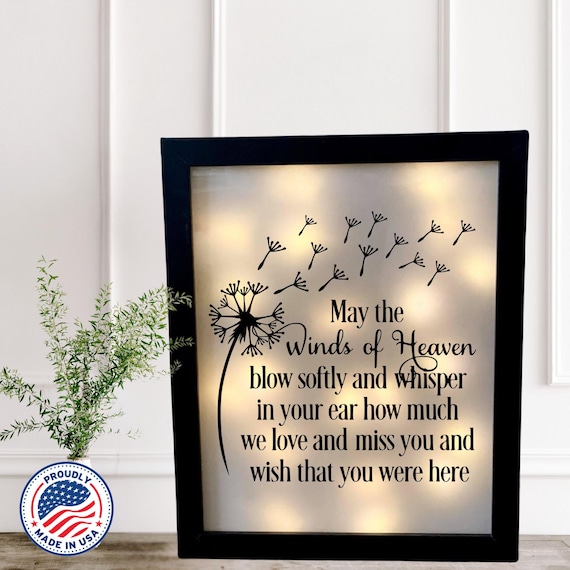 Memorial Gift Lighted Shadow Box - May the Winds of Heaven