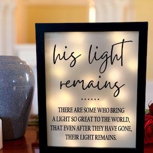His Light Remains Memorial Shadow Box, Memorial Frame, Loss Of Loved One, Bereavement Gift, Memorial Gift, Memorial Shadowbox, Funeral