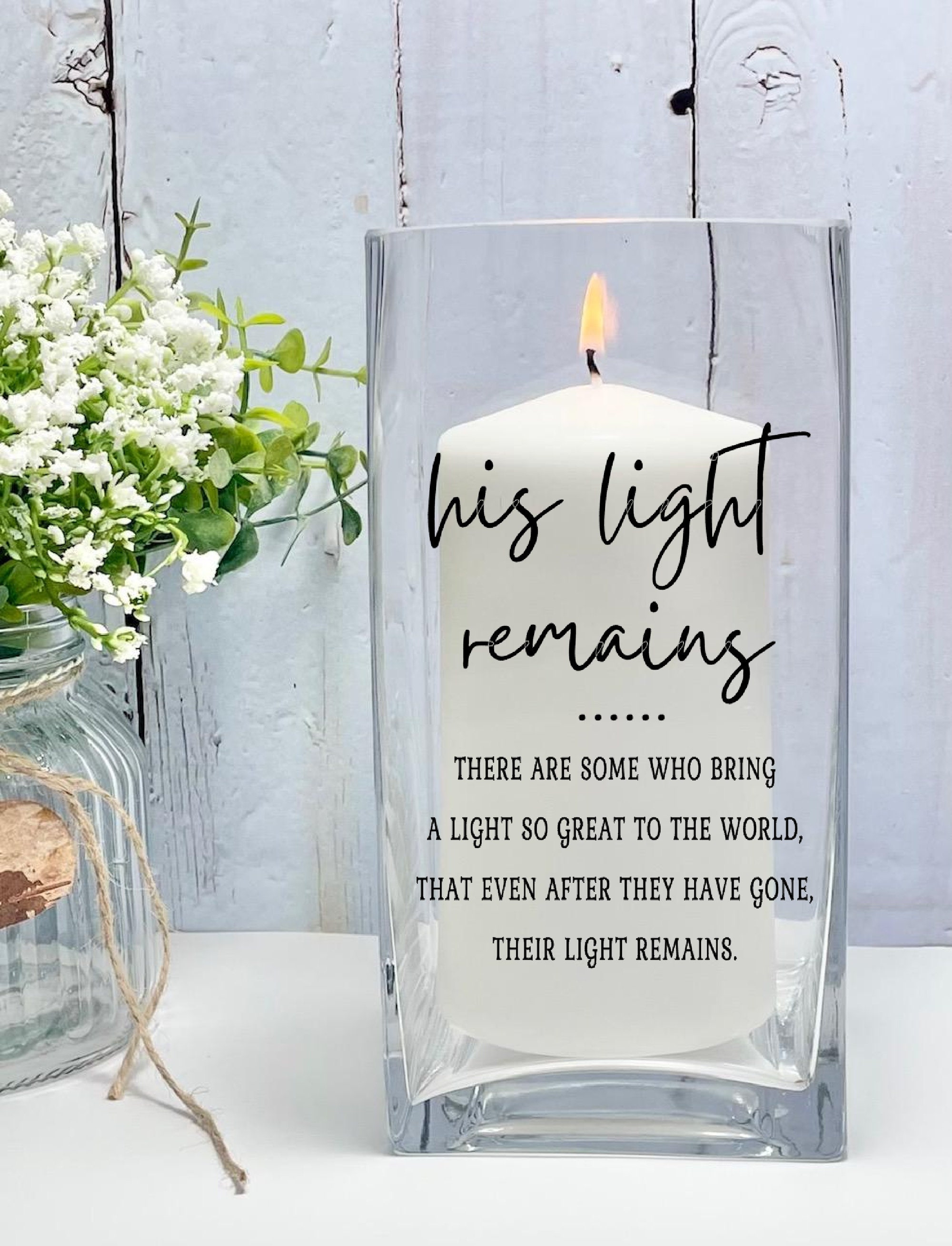 Memorial Candle Vase: His Light Remains, Remembrance Gift - Etsy