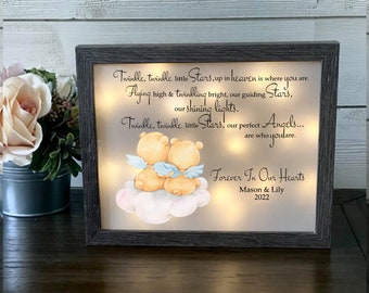 Loss Of Twins Memorial Shadow Box, Pregnancy Loss Gift, Remembrance Keepsake