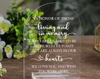 Wedding Memorial Sign, Frosted Acrylic, In Loving Memory