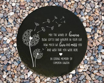 May The Winds Of Heaven Blow Softly, Memorial Garden Stone, Memorial Garden, Sympathy Gift, Slate Grave Marker, Keepsake, Remembrance