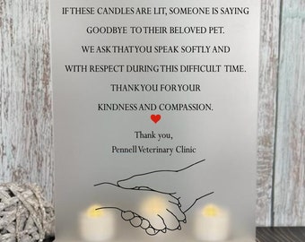 Compassion Candle for Vet Office, Someone is saying goodbye, To a beloved pet, Veterinary Office Candle