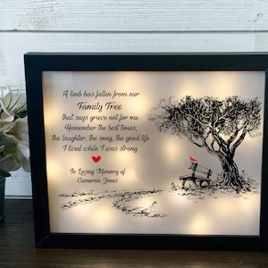 A Limb Has Fallen Family Tree, Sympathy Gift, Memorial Shadowbox, Memorial Frame, Memorial Gift, Bereavement Gift, Loss of Loved One