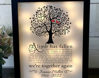 A Limb Has Fallen, Sympathy Gift, Shadowbox, Memorial Frame, Loss Of Loved One, Bereavement Gift, Memorial Gift, Memorial Shadowbox, Funeral