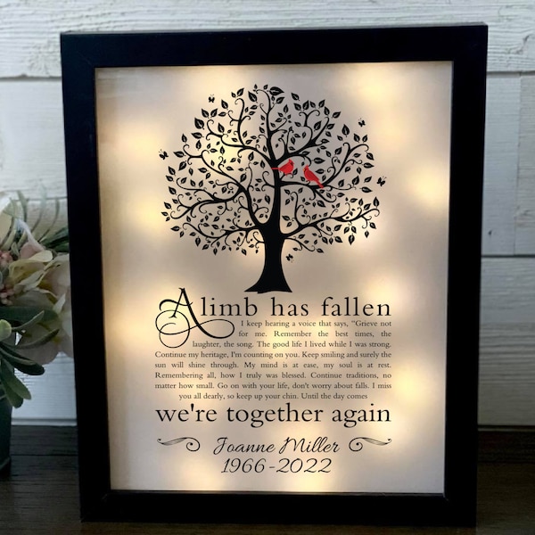 A Limb Has Fallen, Sympathy Gift, Shadowbox, Memorial Frame, Loss Of Loved One, Bereavement Gift, Memorial Gift, Memorial Shadowbox, Funeral