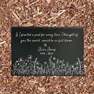 God&#39;s Garden Memorial Garden Stone, Memorial Garden, Sympathy Gift, Slate Grave Marker, Keepsake, Remembrance,  Temporary Grave Marker