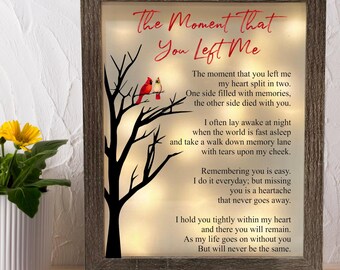 The Moment That You Left Me Sympathy Shadowbox, Memorial Frame, Loss Of Loved One, Bereavement, Memorial Gift, Memorial Shadowbox, Keepsake