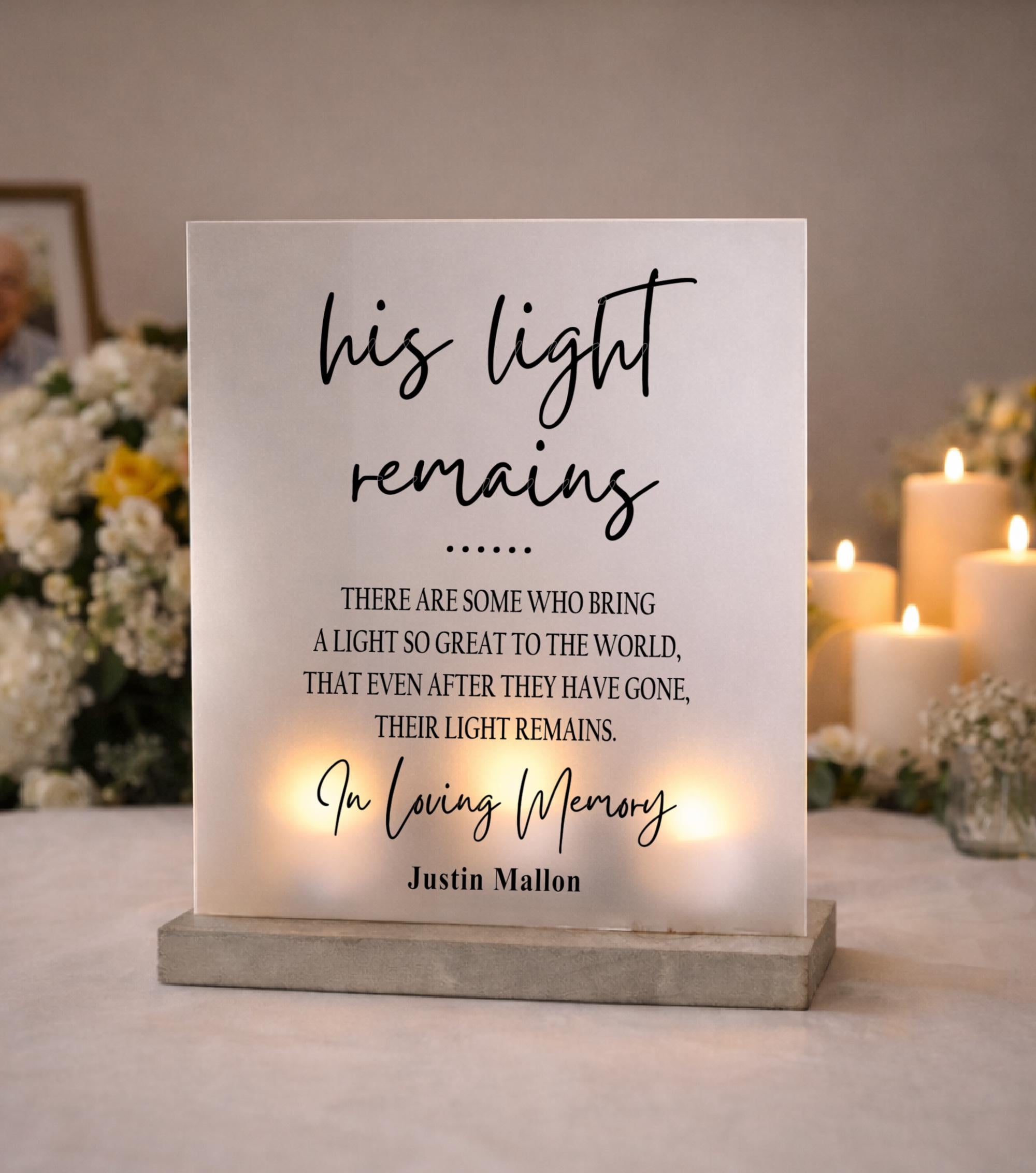 Memorial Sign, His Light Remains, Remembrance Candle - Etsy Israel
