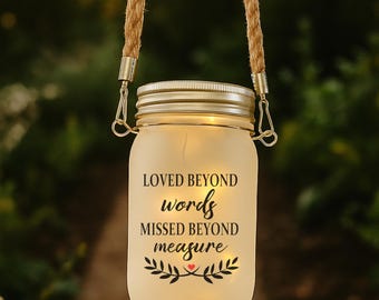 Solar Memorial Jar, Grave Decoration, Sympathy Gift, Handmade