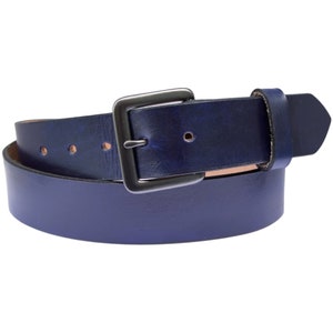 Navy Blue Leather Belt Belt With Changeable Buckle Snap - Etsy