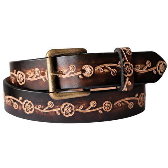 Flower Cutout Leather Belt Bloom and Bling Cut-Out Leather Belt- Custom handmade  main image 4