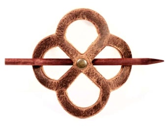 Endless Knot Celtic Cut Out Leather Stick Barrette - Celtic Design Leather Hair Pin - Leather Hair Slide - St. Patrick's Day Gift - Hair Pin
