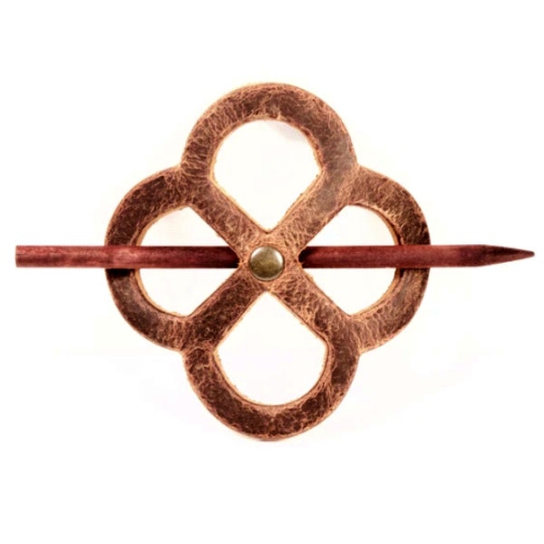 Endless Knot Celtic Cut Out Leather Stick Barrette - Celtic Design Leather Hair Pin - Leather Hair Slide - St. Patrick's Day Gift - Hair Pin