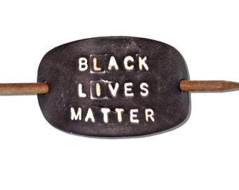 100% of Profits Donated - Black Lives Matter Hair Barrette - Leather Stick Barrette - Black Lives Matter Gear -- Valentine's Day Gift