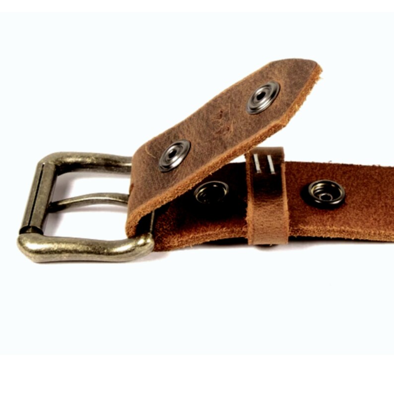 Gift For Him Sandstone Pull-Up Bown Leather Belt With Snaps Groomsman Gift -Casual Brown Real Leather Belt Distressed Brown Jeans Belt