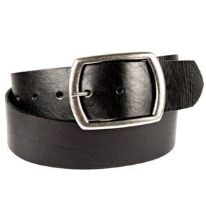 Men's Wide Textured Black Leather Belt - Pebble Grain Black Leather Belt 1 3/4'' With Snap - Gift For Him - Casual Jeans Belt - 1.75'' Belt