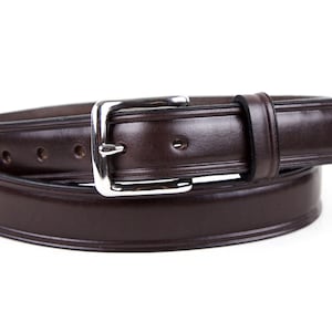 Handcrafted Chocolate Brown English Bridle Leather Dress Belt/leather gifts for him/brown dress belt/groomsman gifts/- Valentine&#39;s Day Gift