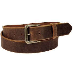 Sandstone Pull-Up Bown Leather Belt With Snaps - Distressed Brown Jeans Belt - Gift For Him - Groomsman Gift -Casual Brown Real Leather Belt