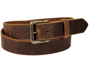 Sandstone Pull-Up Bown Leather Belt With Snaps - Distressed Brown Jeans Belt - Gift For Him - Groomsman Gift -Casual Brown Real Leather Belt