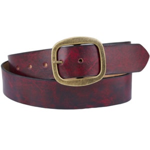 Burgundy Red Leather Belt - Belt With Changeable Buckle - Snap Belt - Jeans Belt - Maroon Leather Dress Belt-1.5'' Belt -