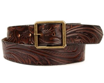 Ceinture Western en Cuir Marron - Le