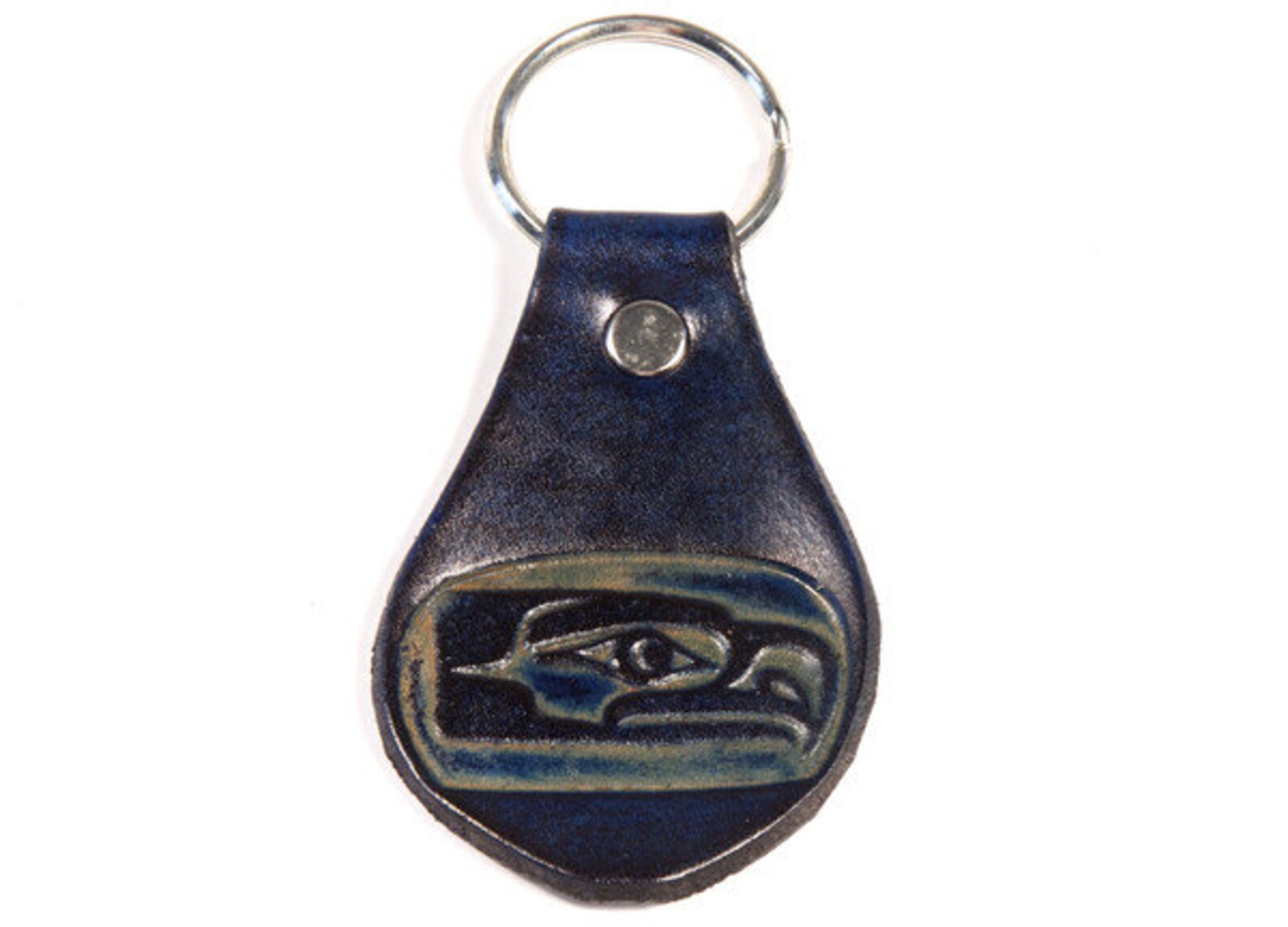 Seattle Seahawks Square Leather Key Chain - Officially Licensed NFL Keyring