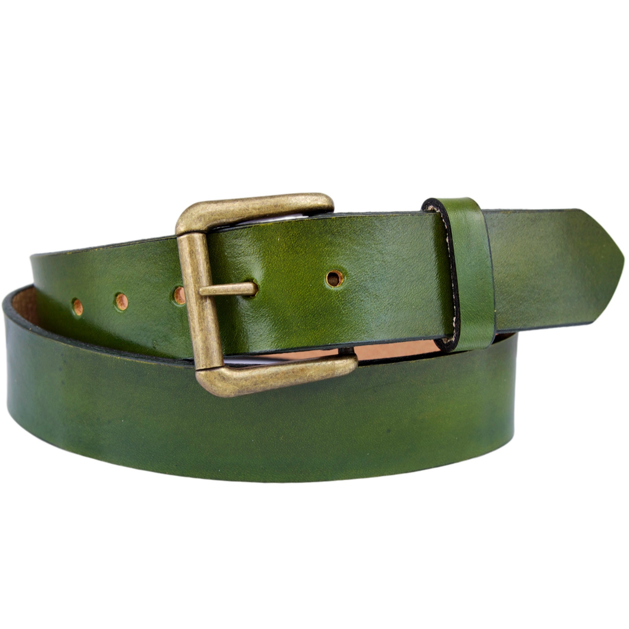 Avocado Green Leather Belt Belt With Changeable Buckle | Etsy