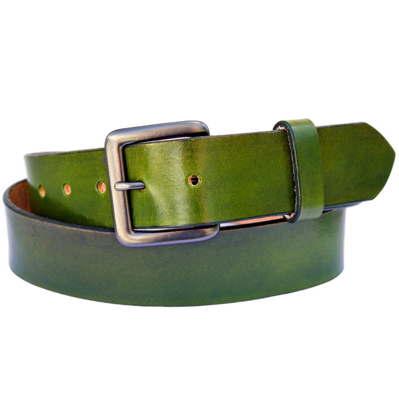Avocado Green Leather Belt Belt With Changeable Buckle | Etsy