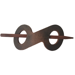 Infinity Leather Stick Barrette - Leather Hair Pin - Leather Hair Slide - Hippie Hair Accessory - Plain Brown Leather Hair Pin - Updo