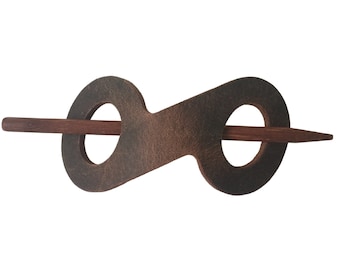 Spinka do włosów Infinity Leather Stick Barrette - Skórzana spinka do włosów - Skórzana spinka do włosów - Akcesorium do włosów Hippie - Gładka brązowa skórzana spinka do włosów - Updo