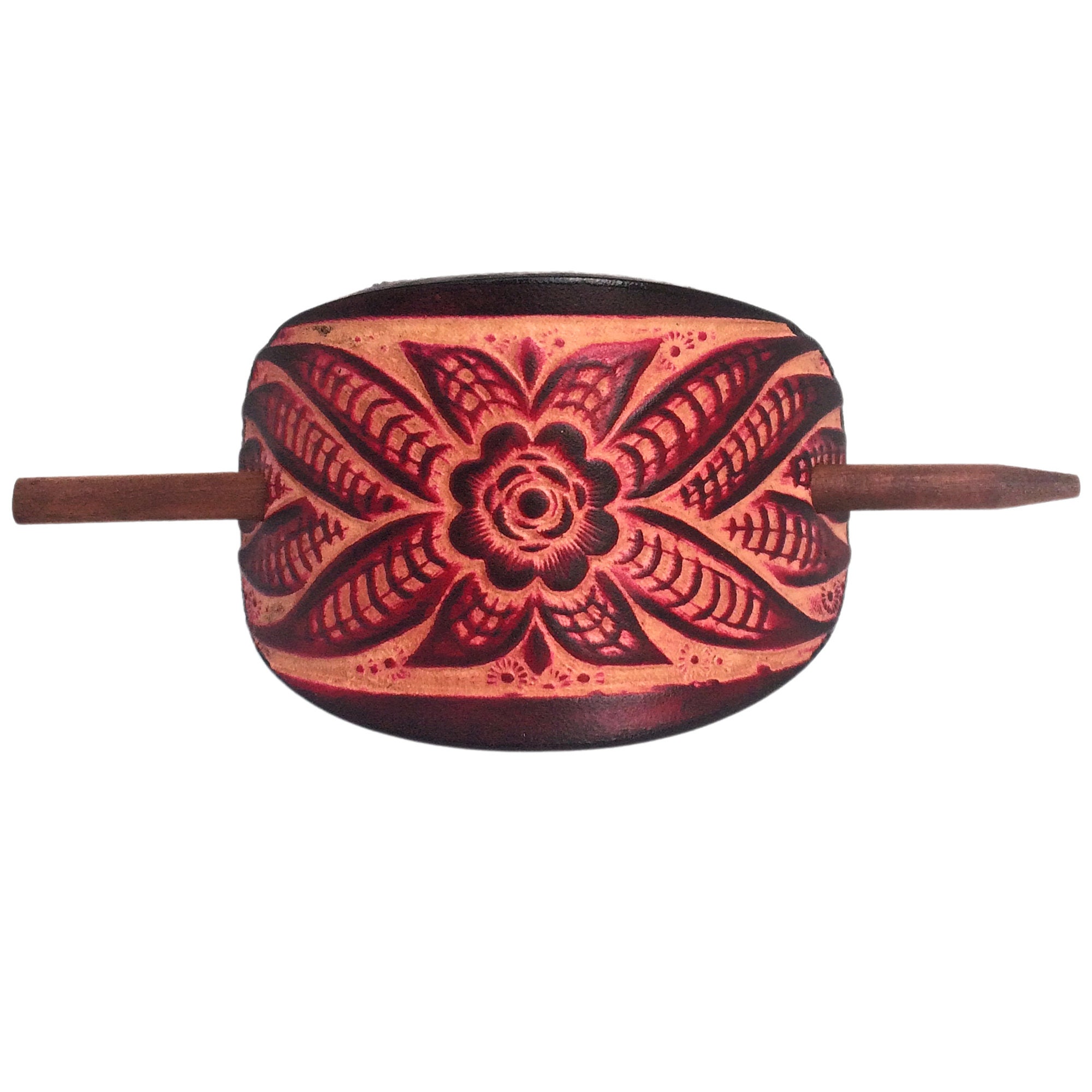 Wildflower Leather Hair Barrette - Floral Leather Hair Pin  display picture 1